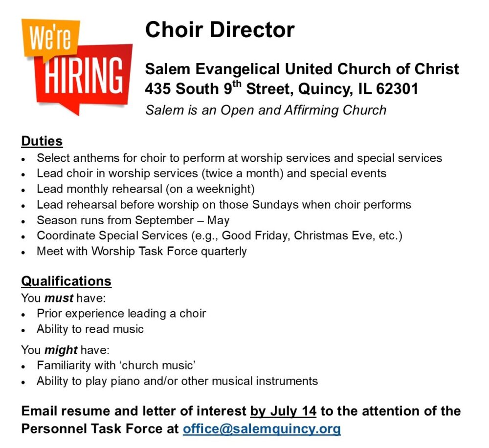 Salem Evangelical United Church of Christ An Open and Affirming