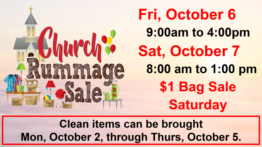 Fall Rummage Sale 10-6 & 10-7-2023