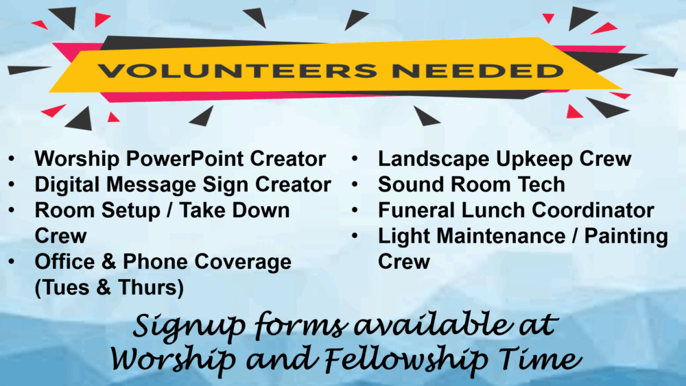 Volunteers Needed