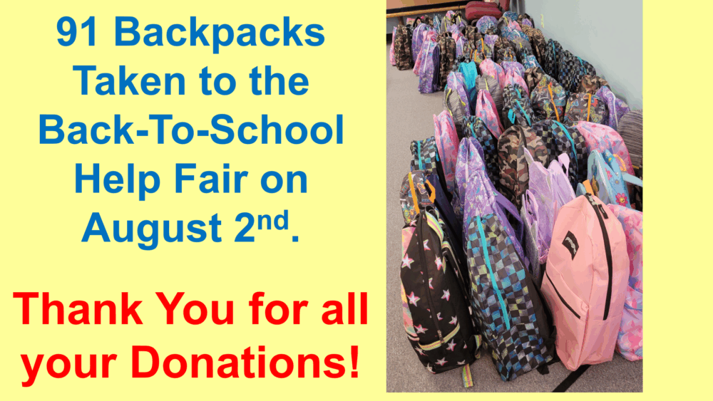 Backpacks Donated