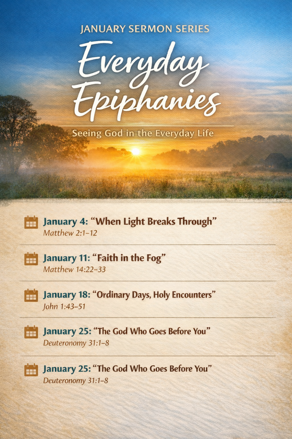 Everyday Epiphanies Sermon Series - January 20206 Everyday Epiphanies Sermon Series - January 20206