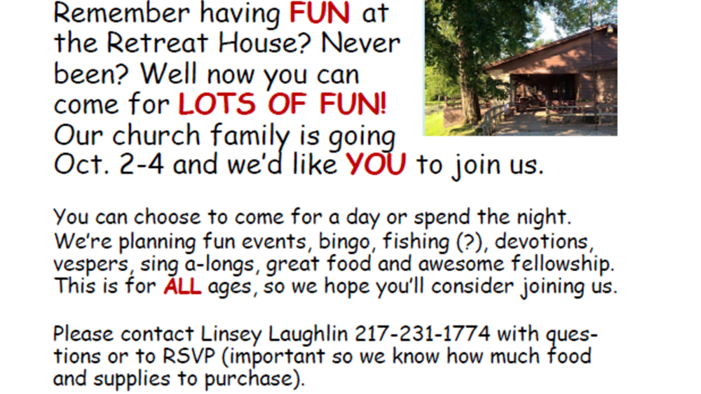 Retreat House October 2 - 4, 2026 Retreat House October 2 - 4, 2026
